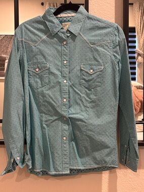 Women's Teal Button-Front Western Blouse